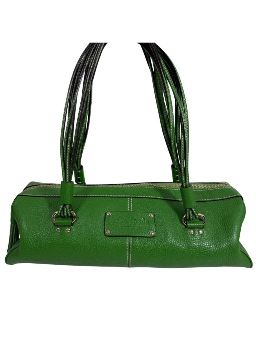 VTG Kate Spade Oak Park Cami Green Leather Baguette Bag Y2K Shoulder Strappy EUC